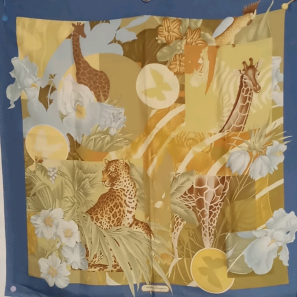 Salvatore Ferragamo Animal Print Silk Scarf